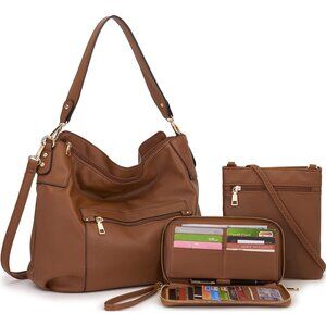 All-in-One Women’s Hobo Bag Set with RFID Wallet & Convertible Crossbody Strap